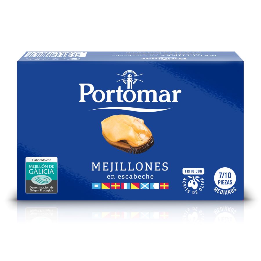 PORTOMAR Galícia-i kékkagyló darabolt (7-10 db), Escabeche szószban