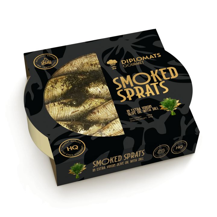 gourmet füstölt sprotni extra szűz olívaolajban kaporral átlátszó tetőfóliával