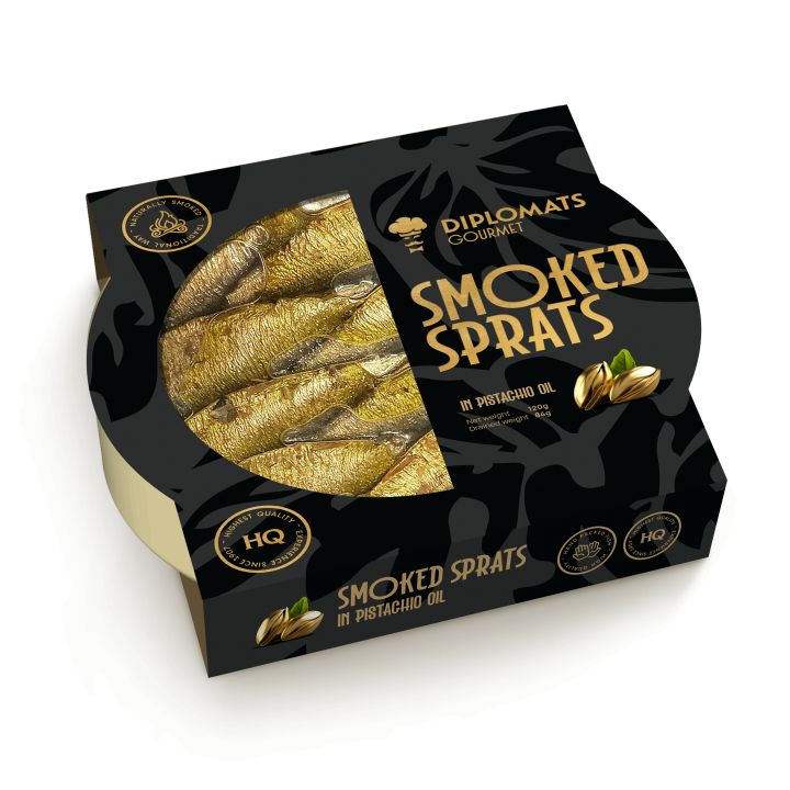 gourmet füstölt sprotni pisztáciaolajban átlátszó tetőfóliával